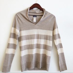 PATAGONIA Merino Wool Striped V Neck Sweater SZ S